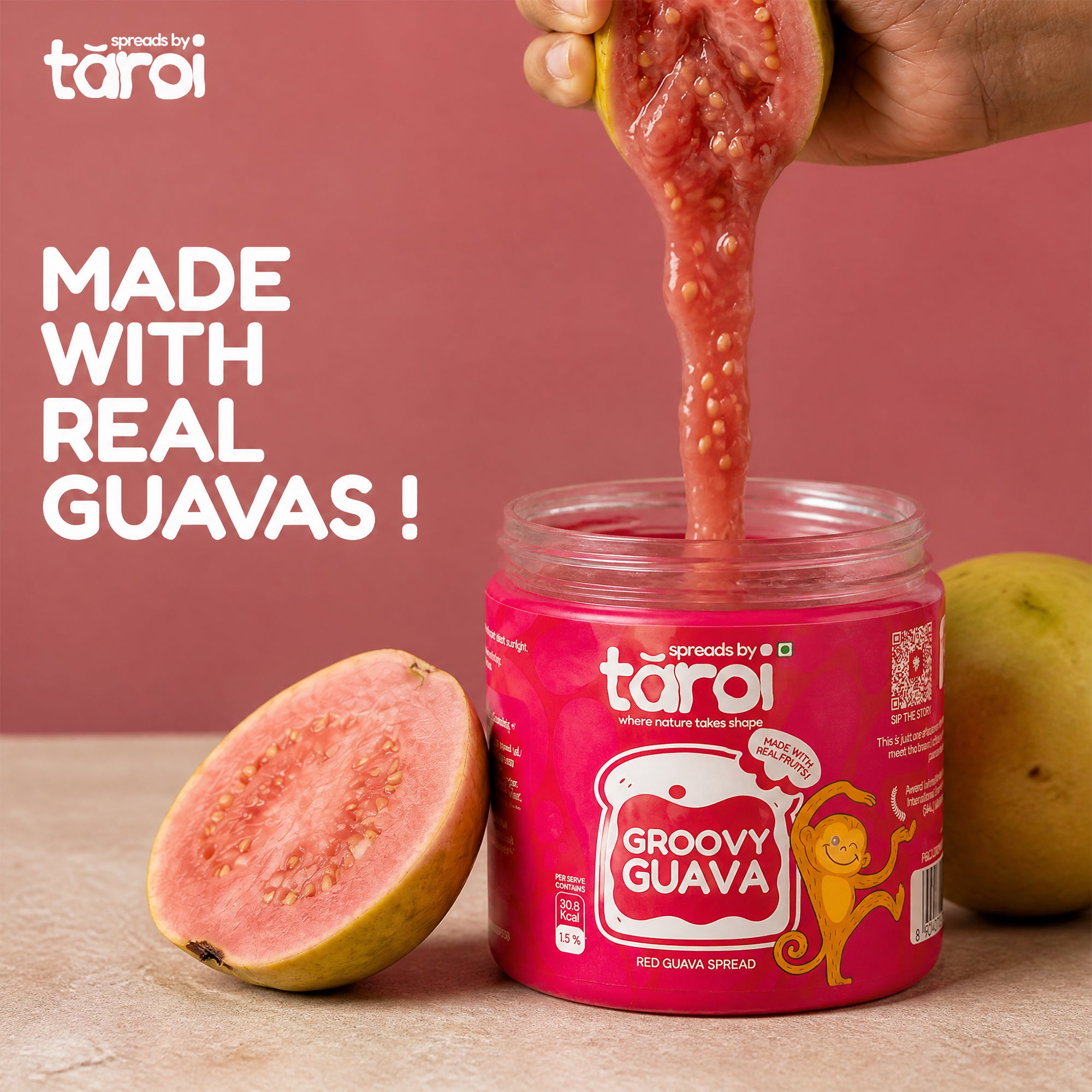 Taroi Red Guava Spread – 400 g | Real Guava Fruit Spread, No Added Sugar