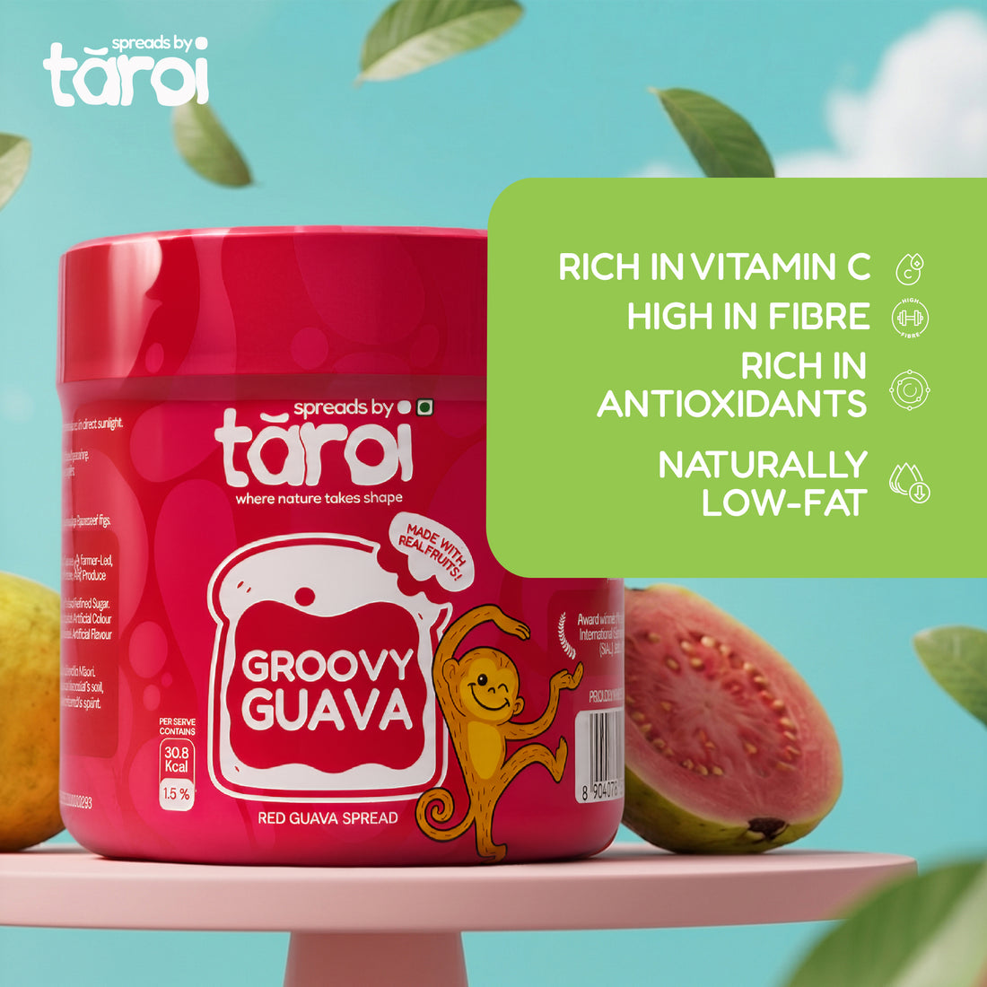Taroi Red Guava Spread – 400 g | Real Guava Fruit Spread, No Added Sugar