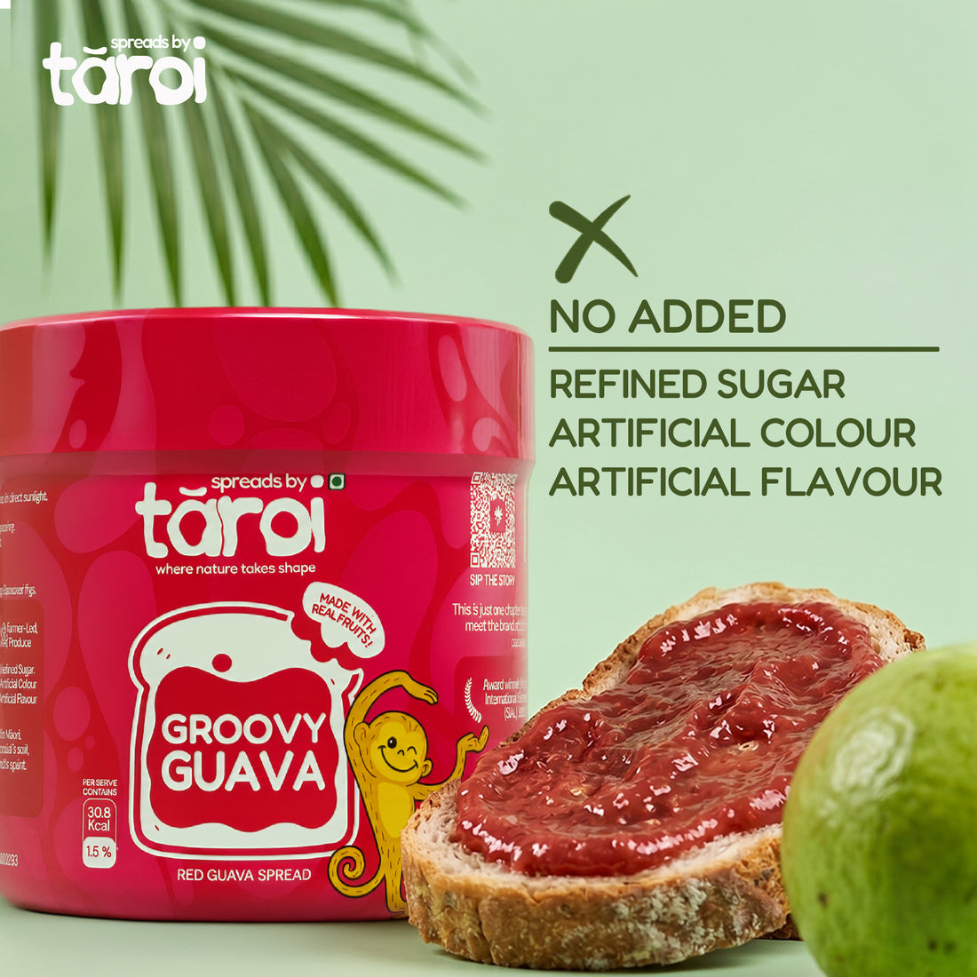 Taroi Red Guava Spread – 400 g | Real Guava Fruit Spread, No Added Sugar