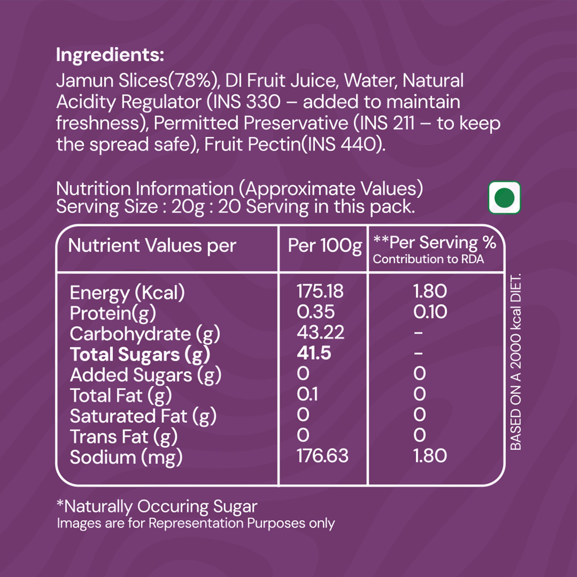Taroi Jamun Spread – 400 g | Real Jamun Fruit Spread, No Added Sugar