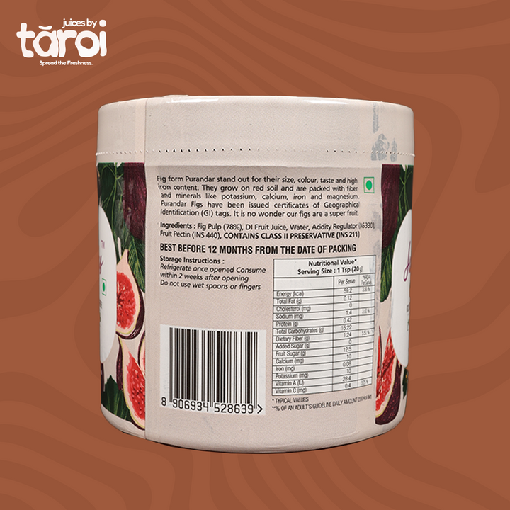Tāroi Super Fig Spread – 400 g | Real Fig Spread, No Added Sugar