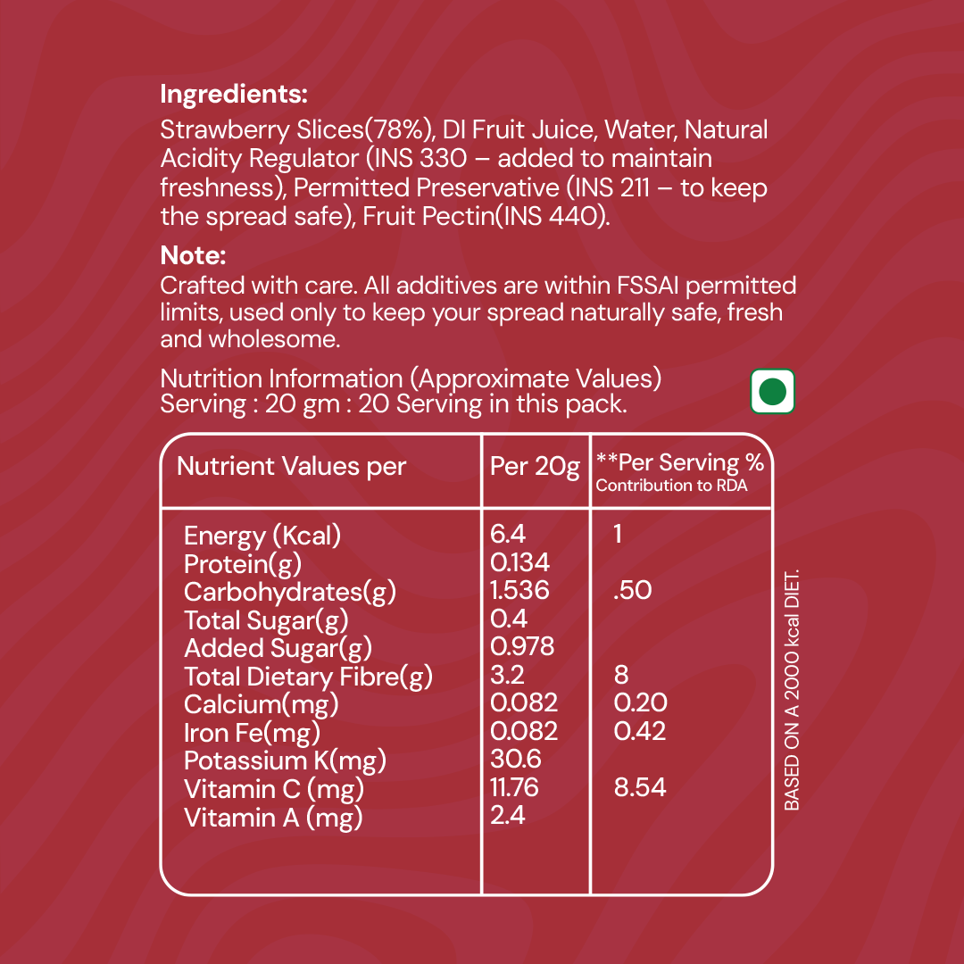 Tāroi Strawberry Spread – 400 g | Real Strawberry Fruit Spread