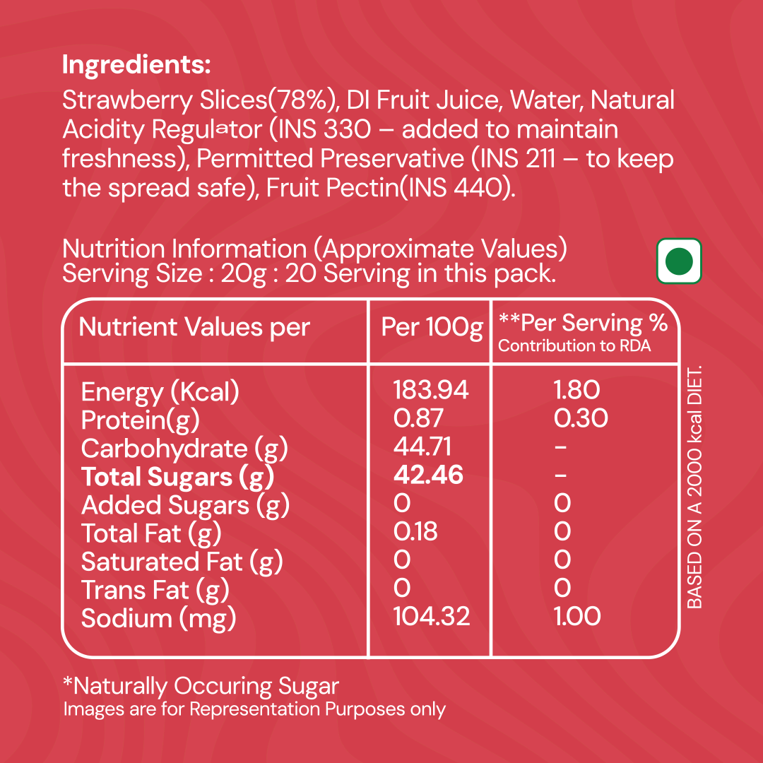 Taroi Strawberry Spread – 400 g | Real Strawberry Fruit Spread