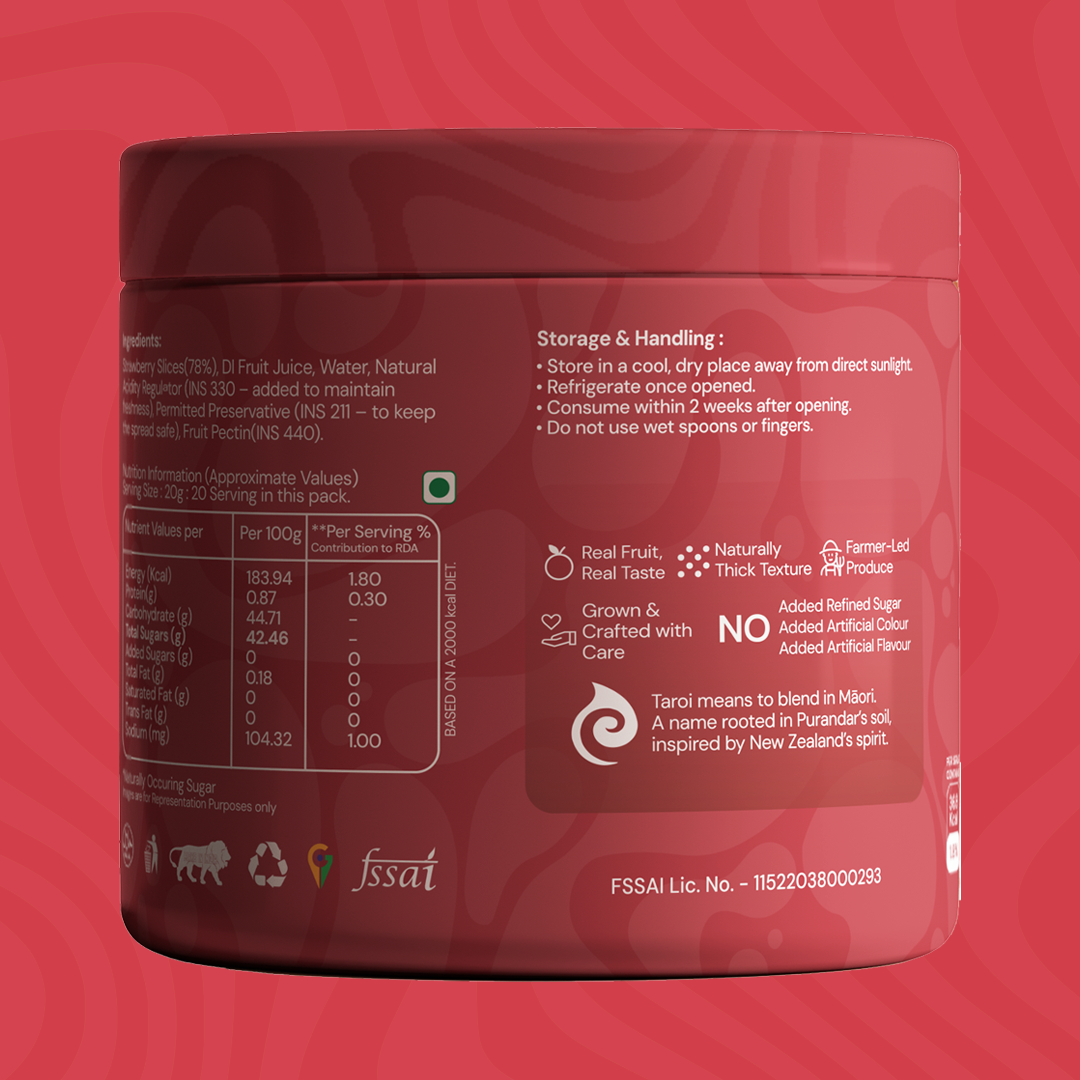 Taroi Strawberry Spread – 400 g | Real Strawberry Fruit Spread