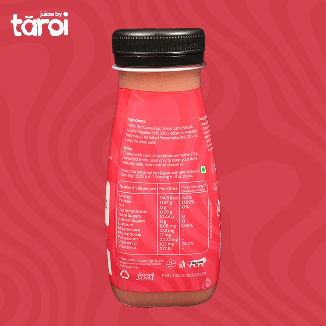 Tāroi Red Guava Juice – 200 ml | Real Guava Juice, No Added Sugar