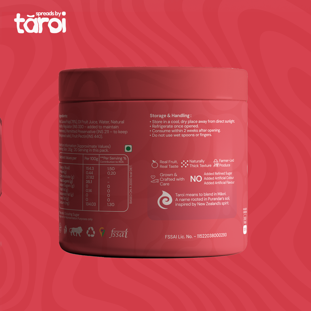 Taroi Red Guava Spread – 400 g | Real Guava Fruit Spread, No Added Sugar
